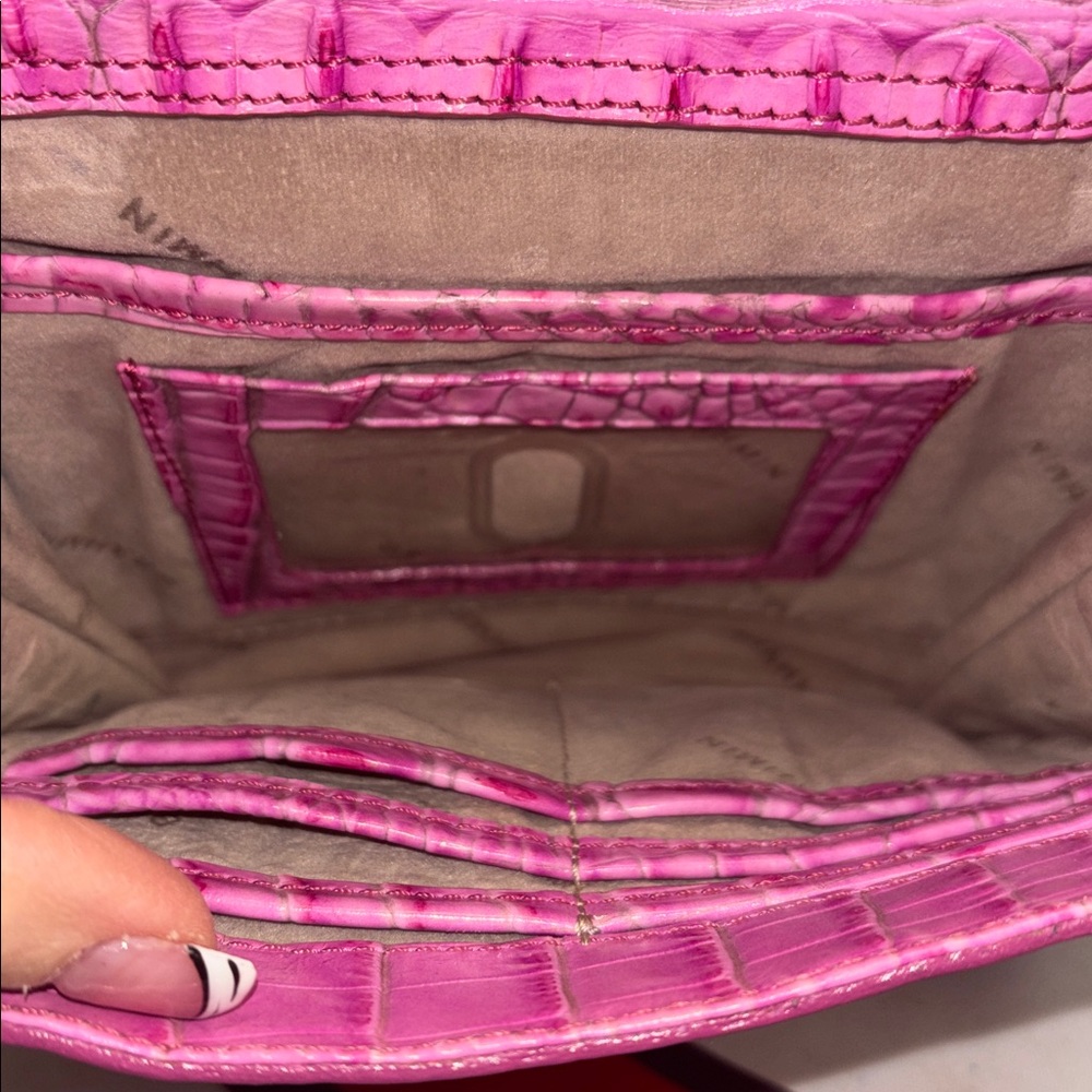 Brahmin Mimosa Pink Croc Embossed Crossbody - Picture 6 of 10
